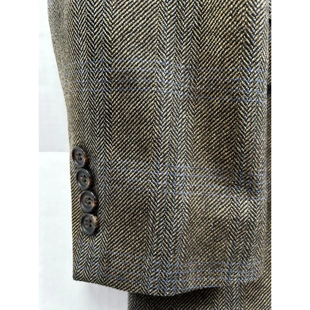 Lauren Ralph Lauren Blazer Mens 44R Brown Herringbone Wool Sport Coat Ivy League